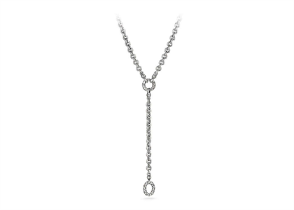 Rhodium Plated Twisted Y Lariat Pendant